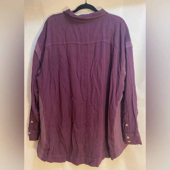NWT Torrid Milly Waffle Slub Rayon Knit Pocket Purple Button Shirt Size 4X - Picture 4 of 11